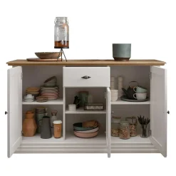 157x91x45 Landhaus Kommode in Weiß & Eiche - Henry^Wohnen Discount