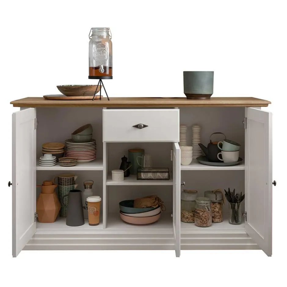157x91x45 Landhaus Kommode in Weiß & Eiche - Henry^Wohnen Discount