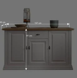 157x91x45 Landhaus Kommode in Weiß & Eiche - Henry^Wohnen Discount