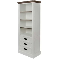 68x180x39 Landhaus Regal in Weiß & Graubraun - Bleaks^Wohnen Discount