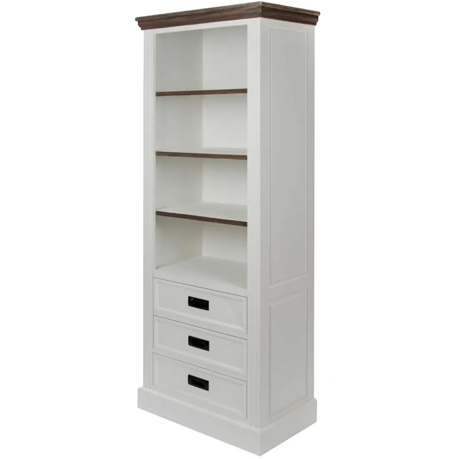 68x180x39 Landhaus Regal in Weiß & Graubraun - Bleaks^Wohnen Discount