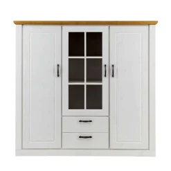 144x135x42 Landhaus Schrank in Weiß & Kiefer - Nuita^Wohnen Outlet