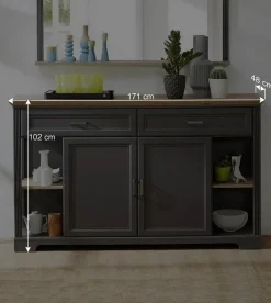 Wohnen 171x102x48 Landhaus Sideboard in Grau - Thumbs