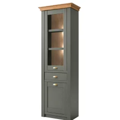 68x207x45 Landhaus Vitrine in Graugrün - Eylan^Wohnen Discount