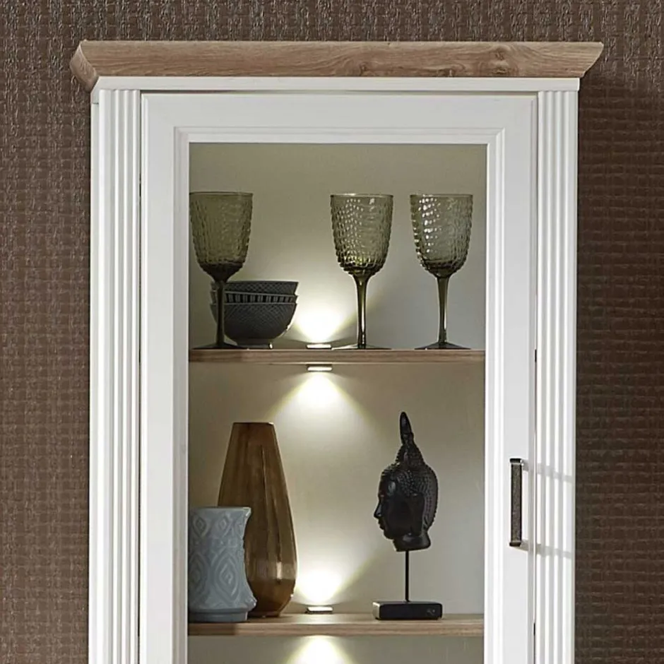 Wohnen 66x204x42 Landhaus Vitrine mit Licht - Sinolita