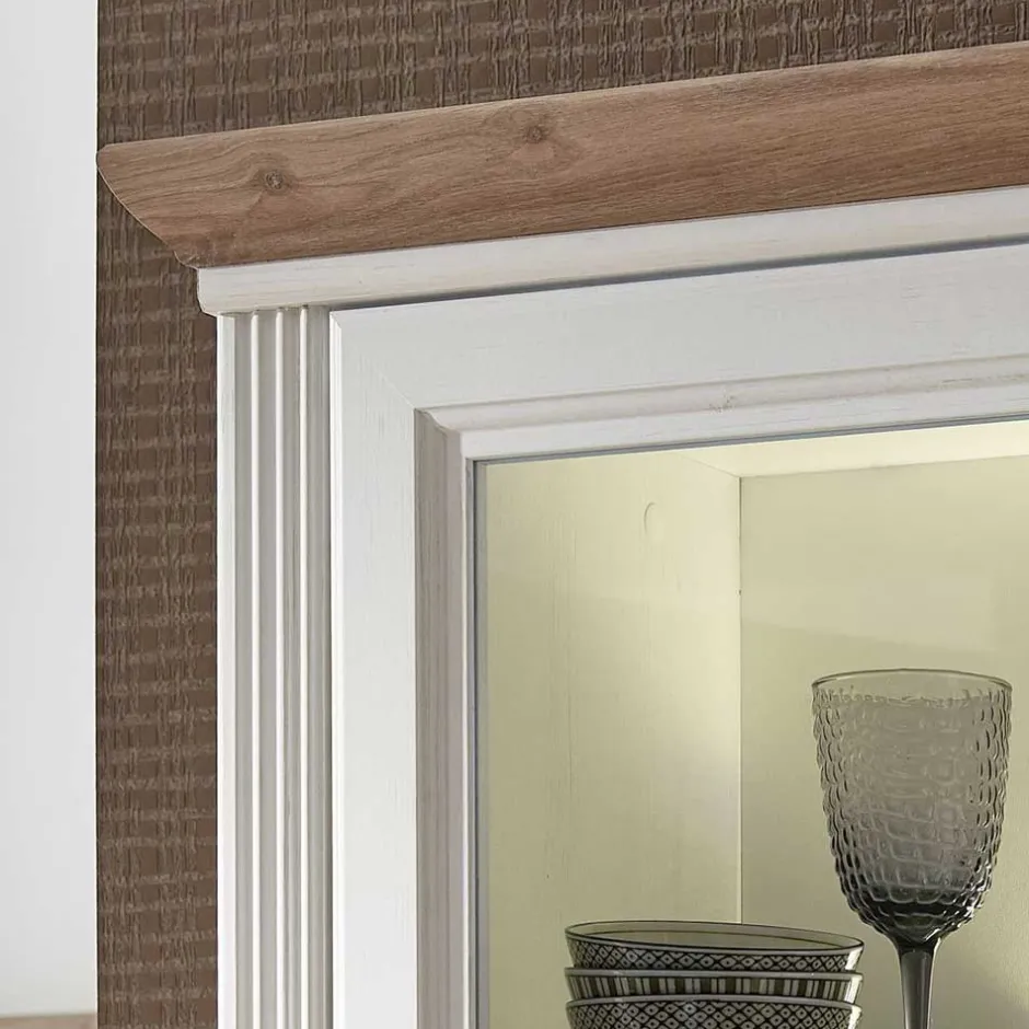 Wohnen 66x204x42 Landhaus Vitrine mit Licht - Sinolita