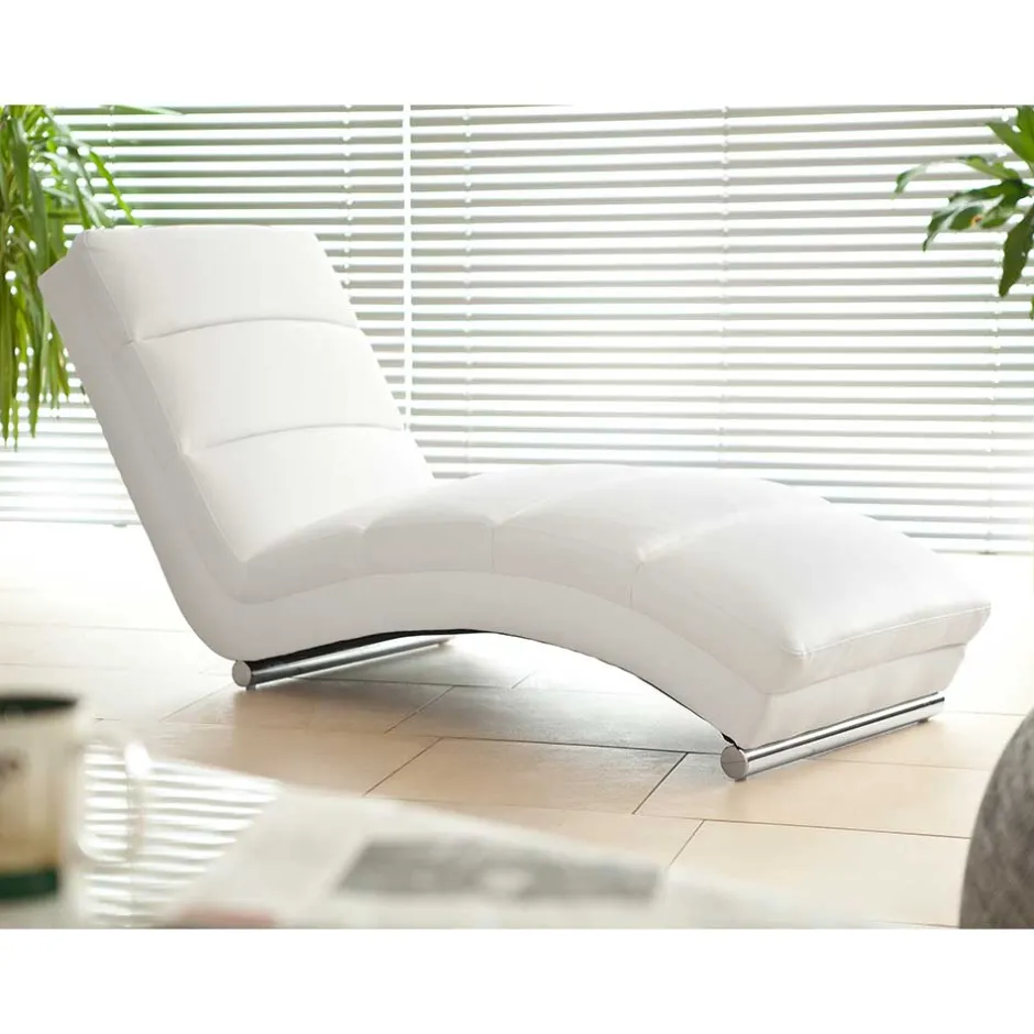 60x82x170 Loungeliege in Weiß & Chrom - Onjamy^Wohnen New