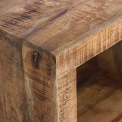 50x45x50 Mangoholz Wohnzimmertisch mit Ablageboden - Enzetra^Wohnen Sale