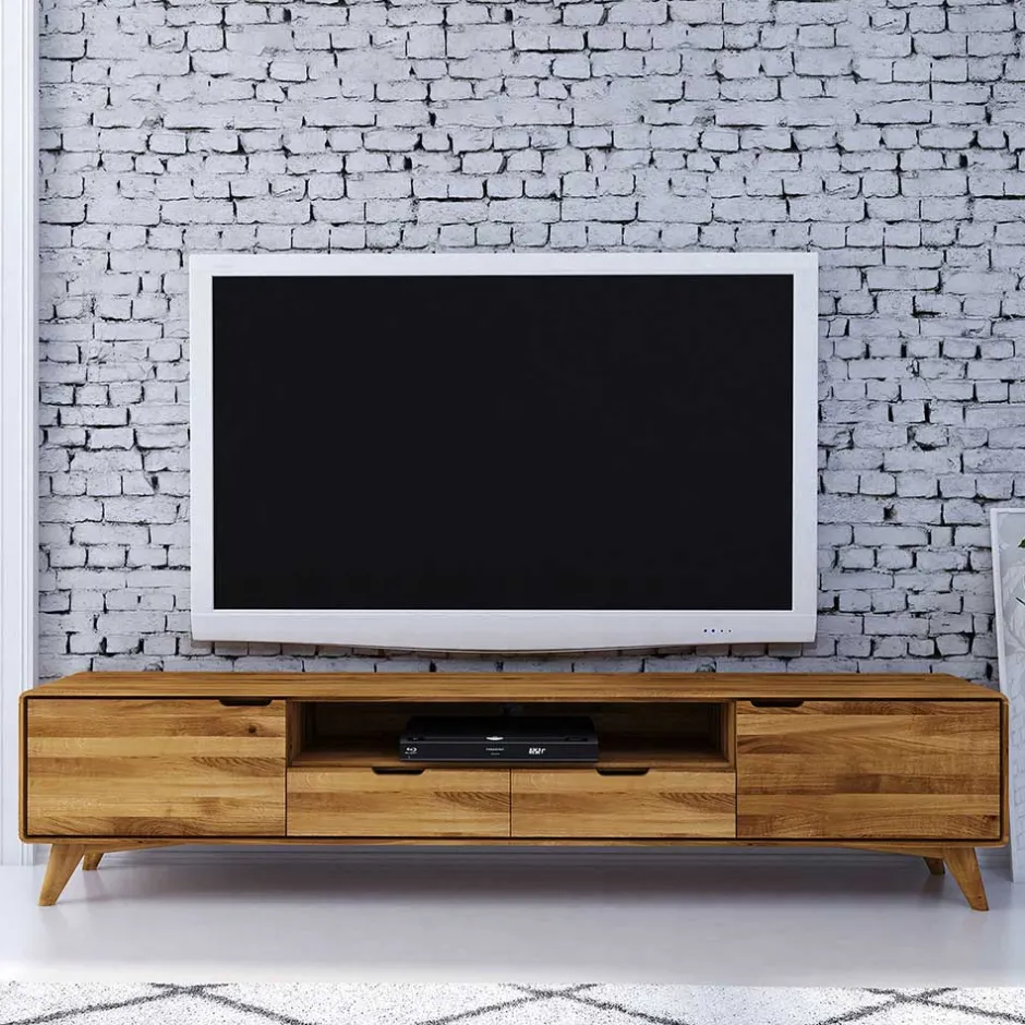 Wohnen 220x48x40 Massivholz TV Board in Natur geölt - Eavy