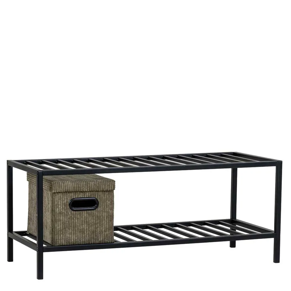 Wohnen 79x32x34 Metall Schuhbank in Schwarz - Esbessa