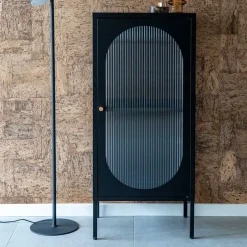 Wohnen 50x110x35 Metallschrank mit Glastür modern - Gabadoza