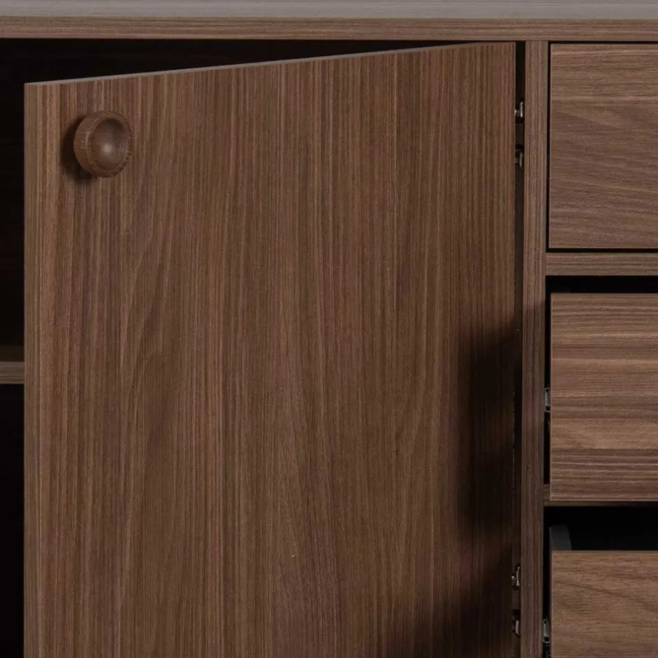 Wohnen 145x64x40 Mid Century Kommode in Walnuss - Essyno