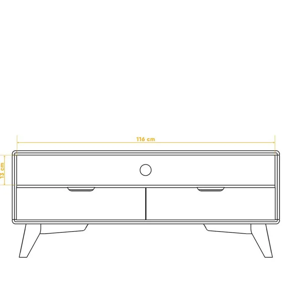 120x48x40 Midcentury TV Board aus Kernbuche - Junola^Wohnen Online