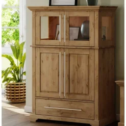 94x133x39 Modern Country Highboard aus Kiefer massiv - Noellisa^Wohnen Best
