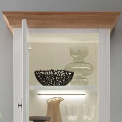 Wohnen 72x199x45 Modern Country Vitrinenschrank in Weiß - Henry