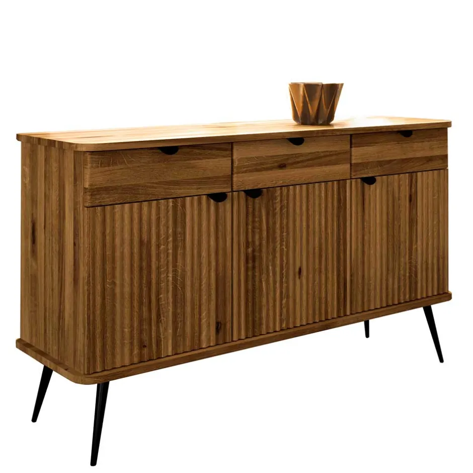 Wohnen 144x87x46 Moderne Anrichte aus Massivholz & Stahl - Casarius