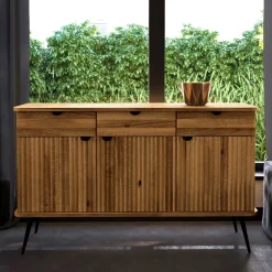 Wohnen 144x87x46 Moderne Anrichte aus Massivholz & Stahl - Casarius