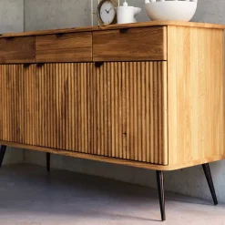 Wohnen 144x87x46 Moderne Anrichte aus Massivholz & Stahl - Casarius