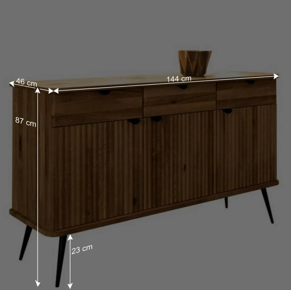 Wohnen 144x87x46 Moderne Anrichte aus Massivholz & Stahl - Casarius