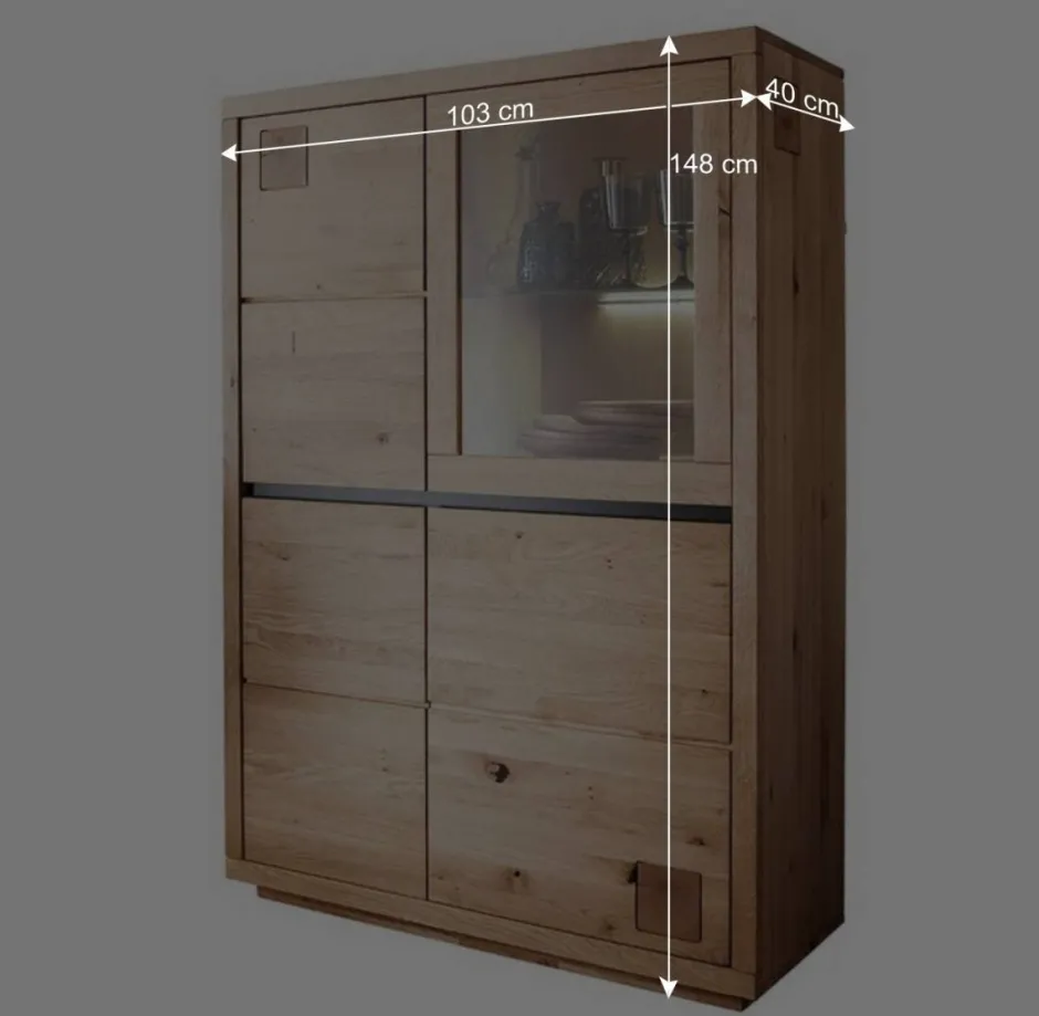 103x148x40 Modernes Holz-Highboard mit Glaseinsatz - Embleys^Wohnen Hot