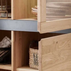 103x148x40 Modernes Holz-Highboard mit Glaseinsatz - Embleys^Wohnen Hot