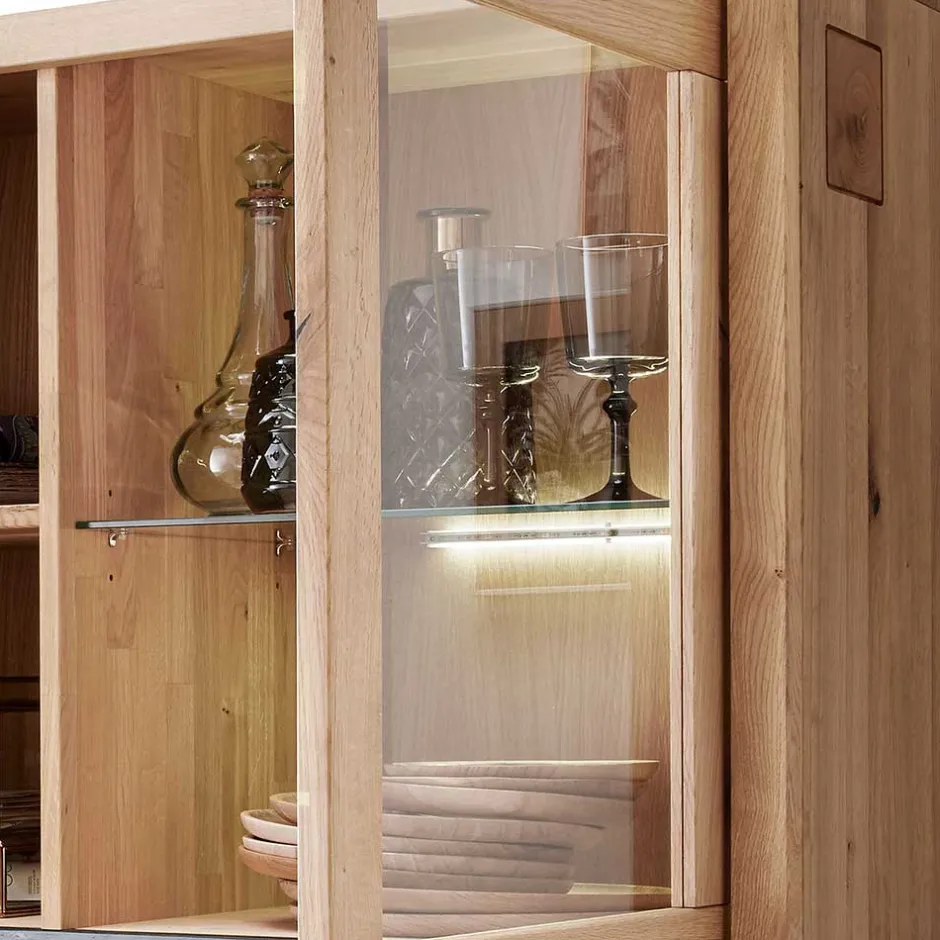 103x148x40 Modernes Holz-Highboard mit Glaseinsatz - Embleys^Wohnen Hot