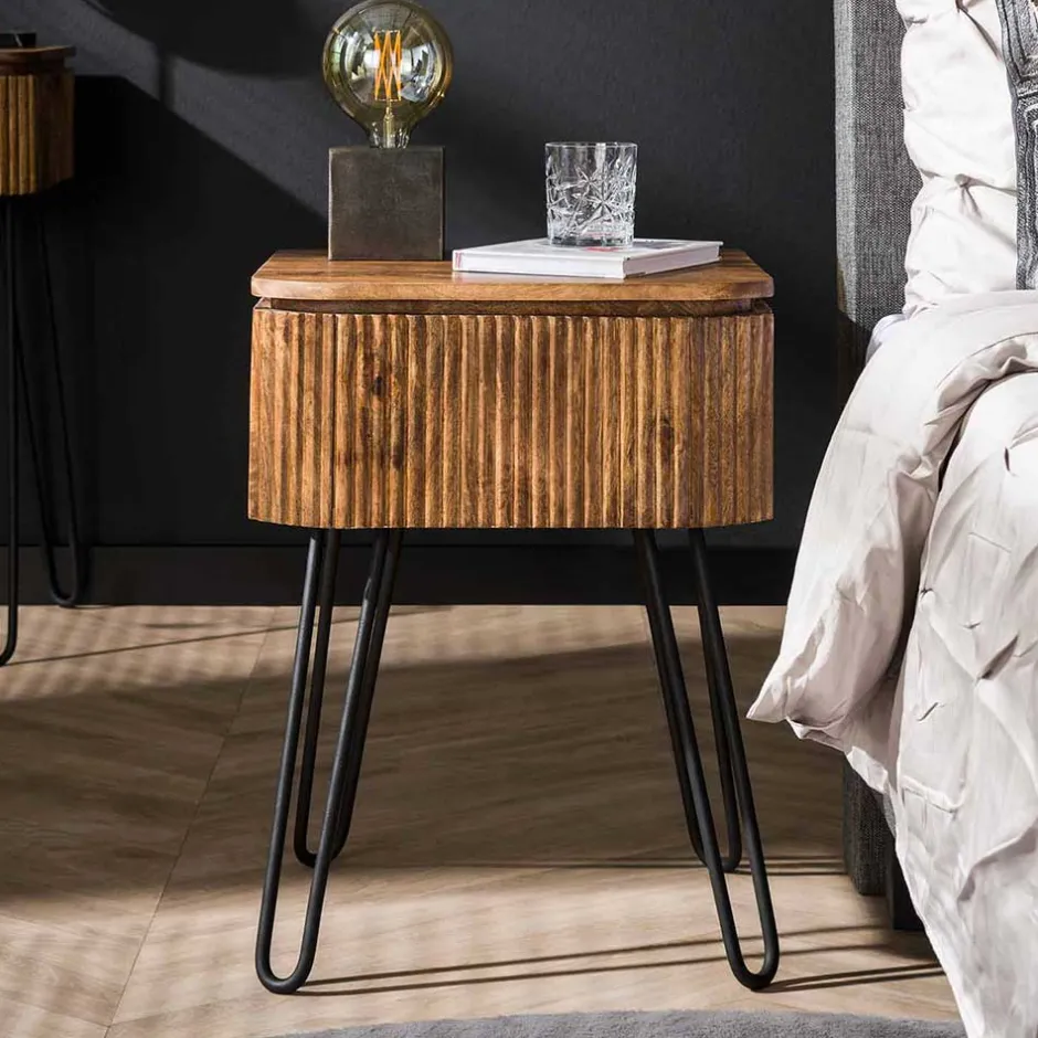 45x60x40 Nachtkommode in Holz Sandfarben - Pysero^Wohnen Hot