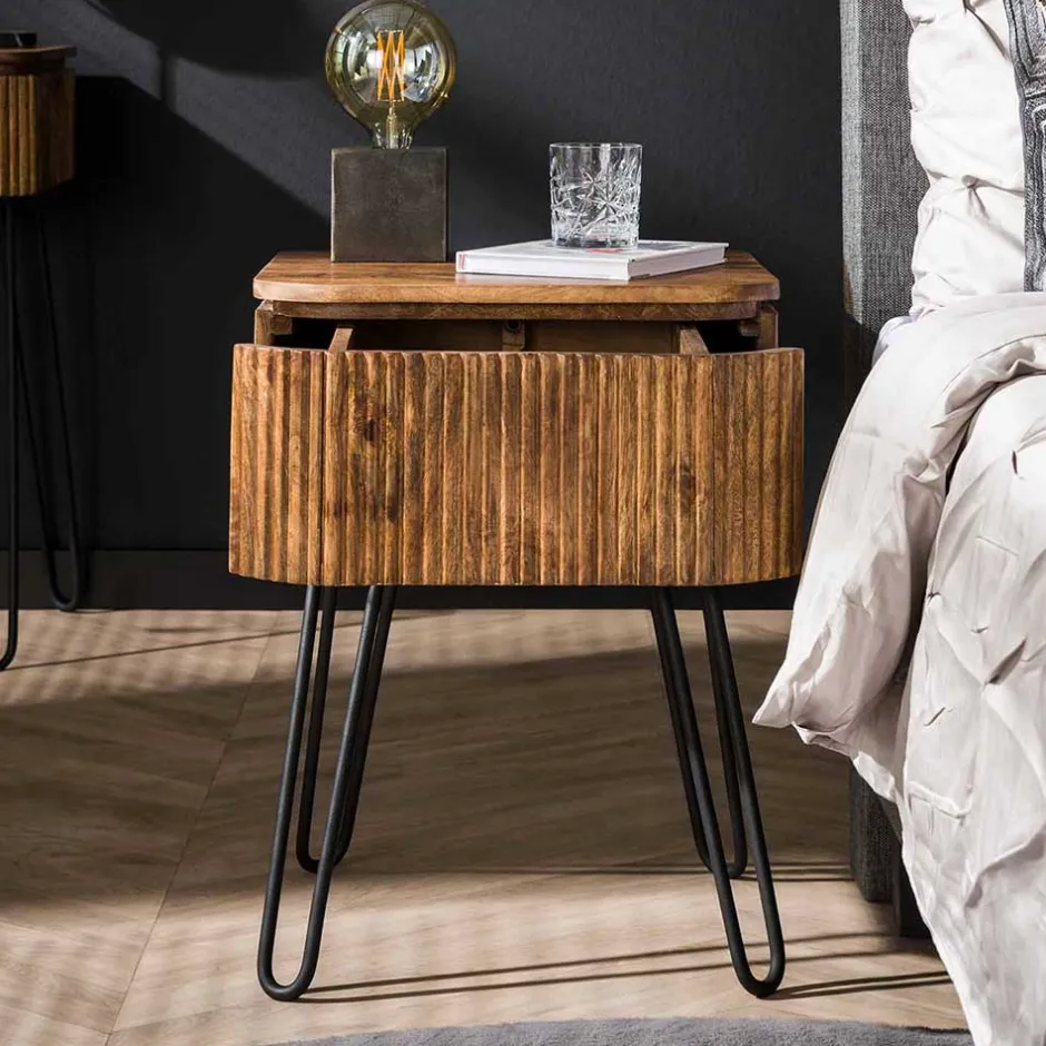 45x60x40 Nachtkommode in Holz Sandfarben - Pysero^Wohnen Hot