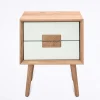 Wohnen 40x50x40 Nachtkommode in Weiß & Eiche - Julecas