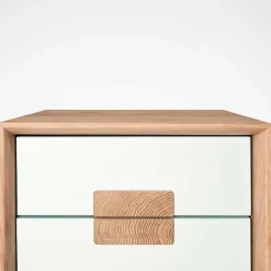 Wohnen 40x50x40 Nachtkommode in Weiß & Eiche - Julecas