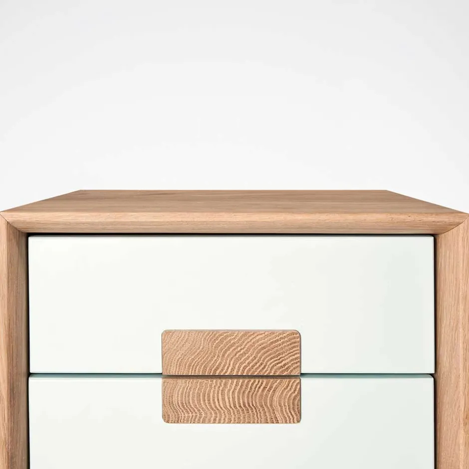 Wohnen 40x50x40 Nachtkommode in Weiß & Eiche - Julecas