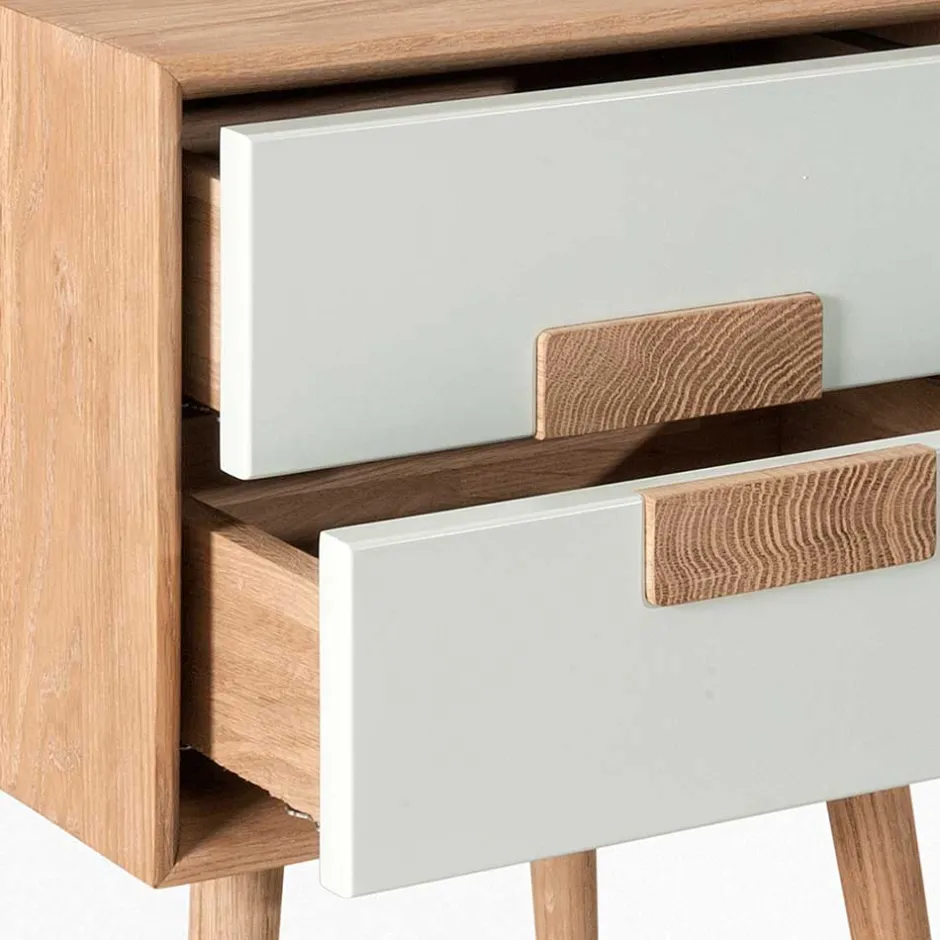 Wohnen 40x50x40 Nachtkommode in Weiß & Eiche - Julecas