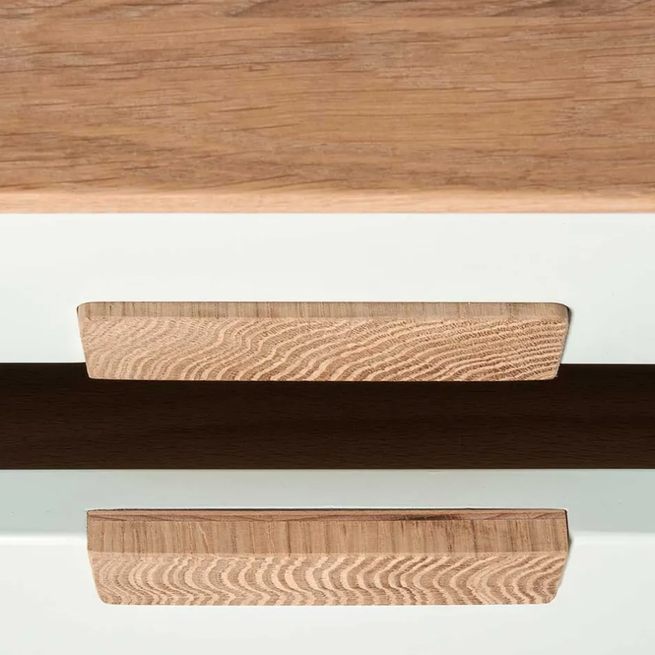 Wohnen 40x50x40 Nachtkommode in Weiß & Eiche - Julecas