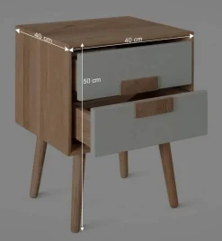 Wohnen 40x50x40 Nachtkommode in Weiß & Eiche - Julecas