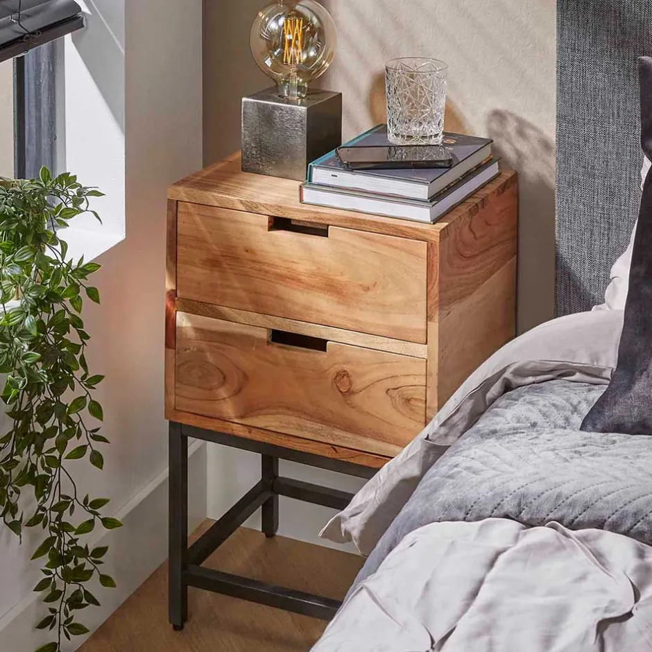 Wohnen 40x60x30 Nachtkommode mit Metallgestell - Babra