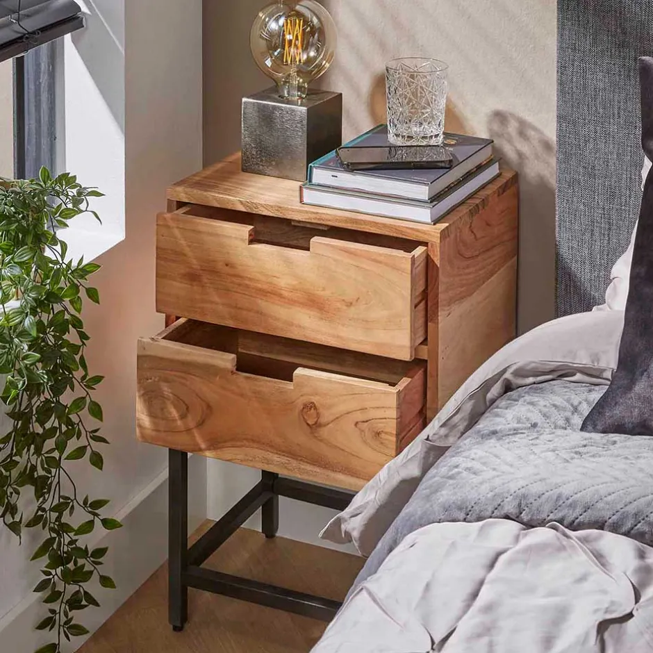 Wohnen 40x60x30 Nachtkommode mit Metallgestell - Babra