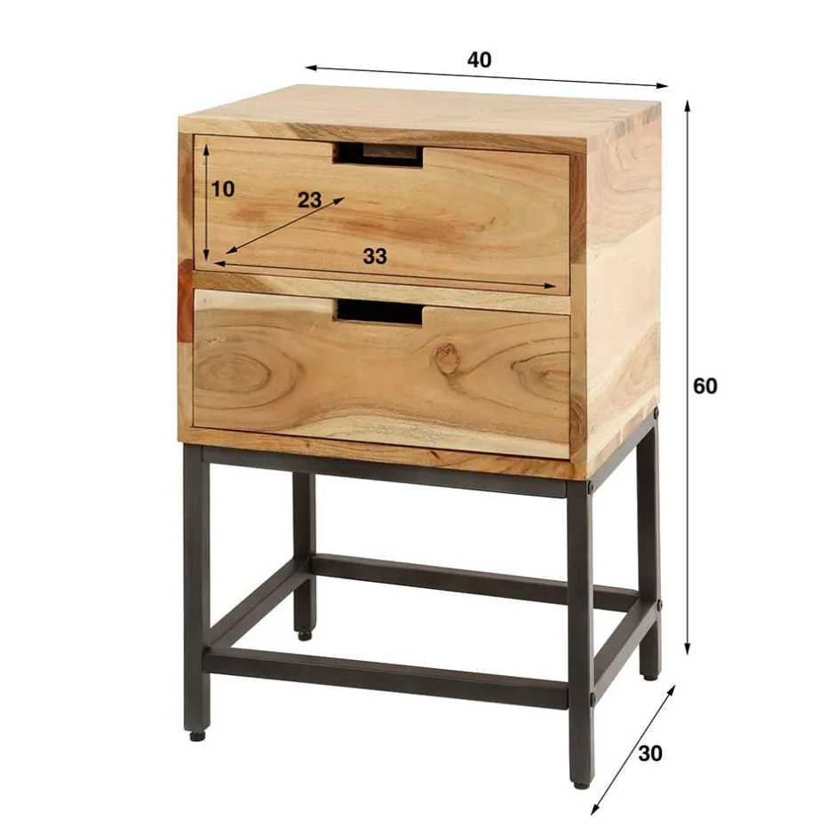 Wohnen 40x60x30 Nachtkommode mit Metallgestell - Babra