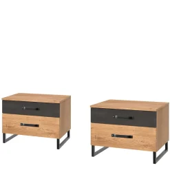 58x45x41 Nachttisch in Eiche & Schwarzgrau - Bram^Wohnen Best