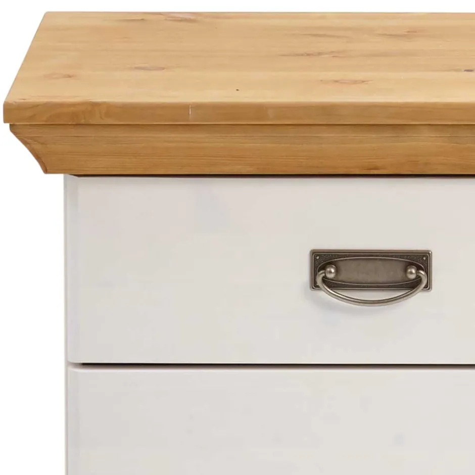 Wohnen 58x57x48 Nachttisch in Kiefer & Weiß - Sibiuta