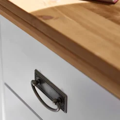 Wohnen 58x57x48 Nachttisch in Kiefer & Weiß - Sibiuta