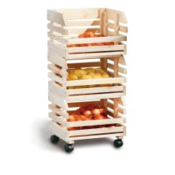 Wohnen 37x80x30 Obst & Gemüse Regal aus Massivholz - Yutaha