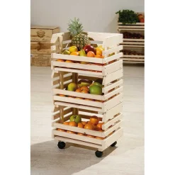 Wohnen 37x80x30 Obst & Gemüse Regal aus Massivholz - Yutaha
