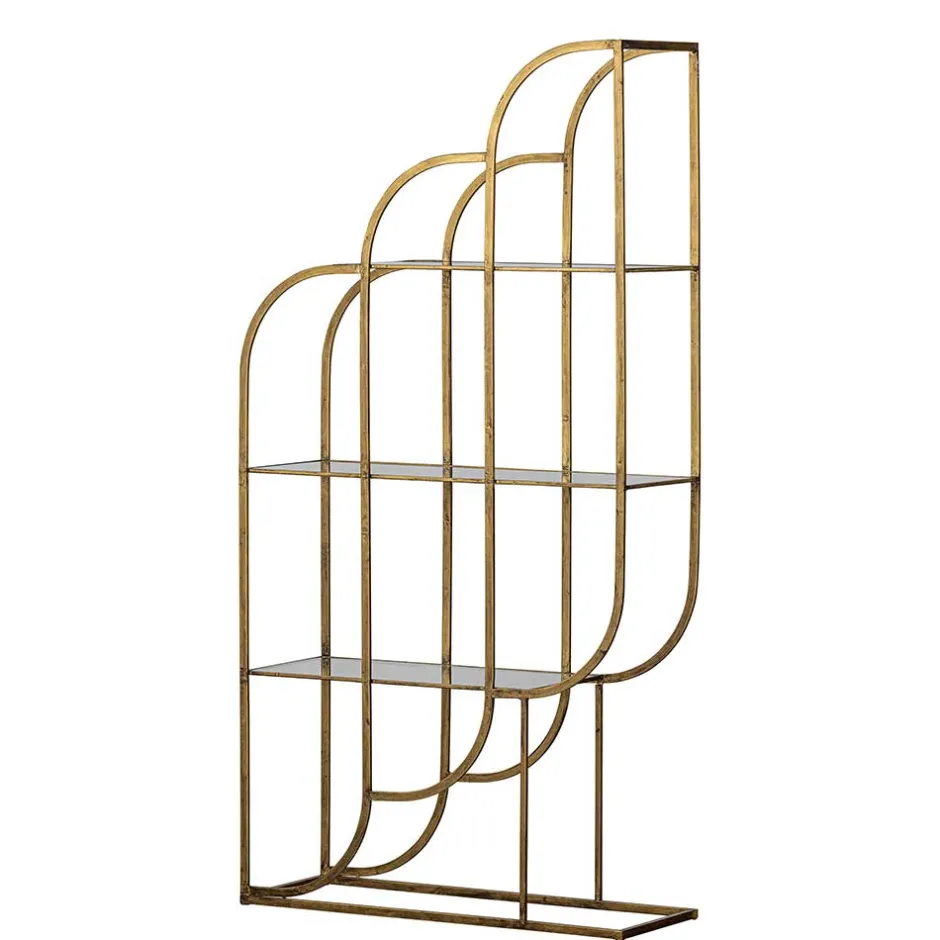 Wohnen 96x190x35 Offenes Regal in Altmessing Metall - Valencra