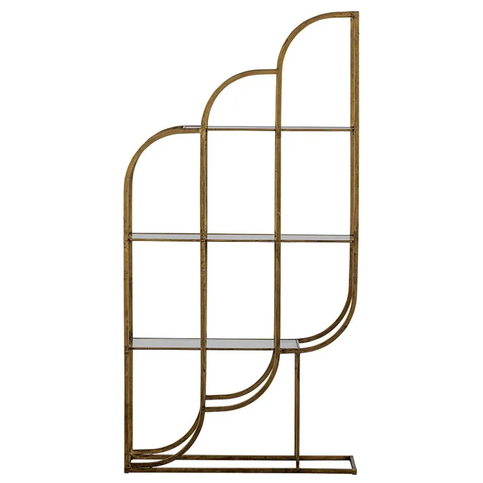 Wohnen 96x190x35 Offenes Regal in Altmessing Metall - Valencra