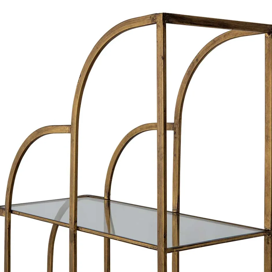 Wohnen 96x190x35 Offenes Regal in Altmessing Metall - Valencra