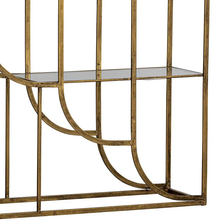 Wohnen 96x190x35 Offenes Regal in Altmessing Metall - Valencra