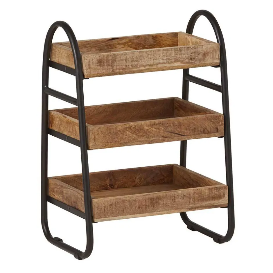 44x65x35 Offenes Regal mit 3 Holzablagen - Toma^Wohnen Hot