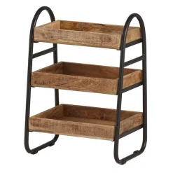 44x65x35 Offenes Regal mit 3 Holzablagen - Toma^Wohnen Hot