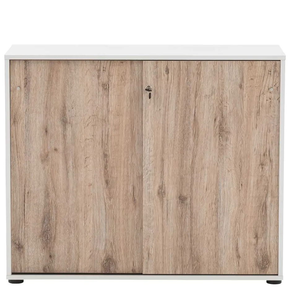 Wohnen 100x84x41 Office Schrank mit Schiebetüren - Laganzo