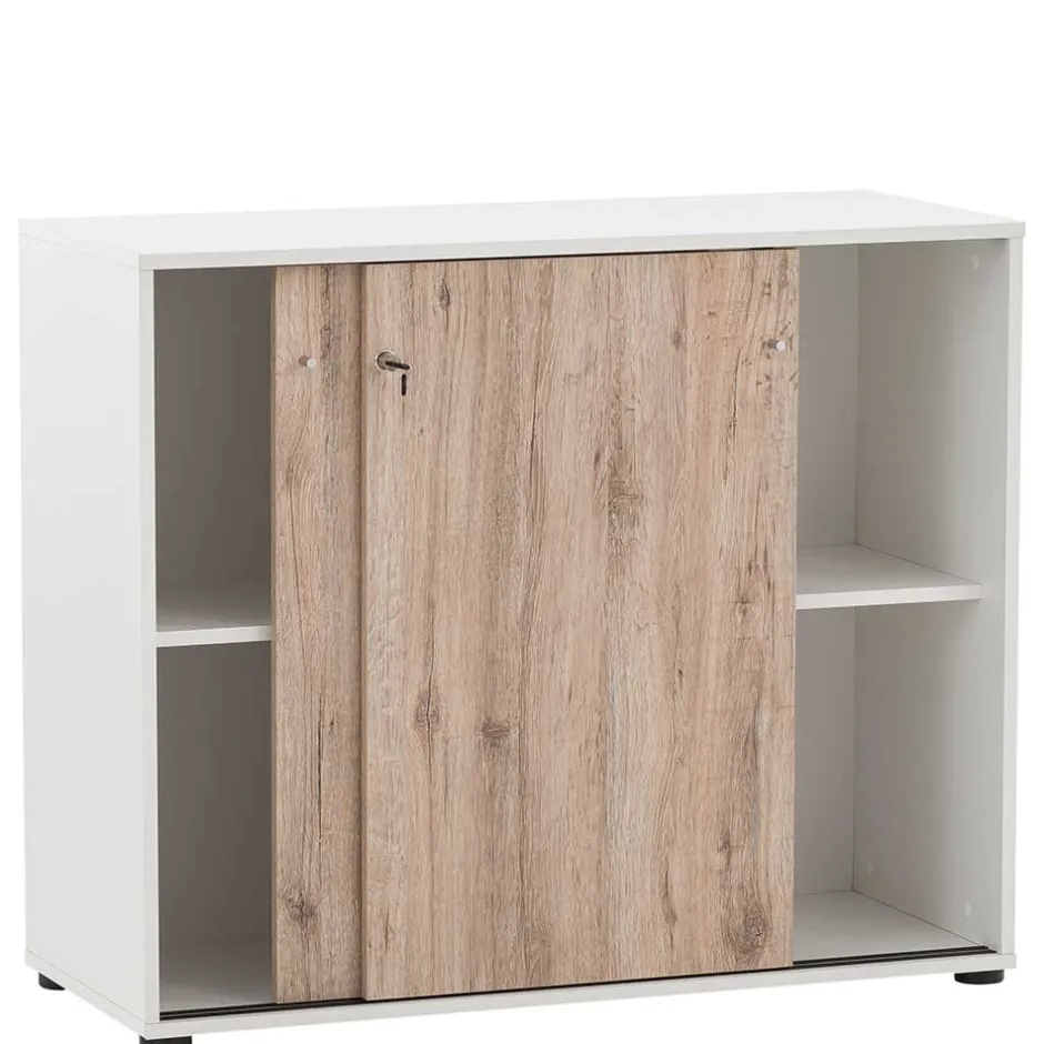 Wohnen 100x84x41 Office Schrank mit Schiebetüren - Laganzo